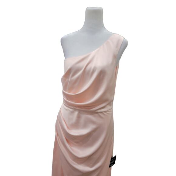 NEW Lulus Dreaming of Elegance Pink Satin One-Shoulder Maxi Dress - Size M - Picture 6 of 16